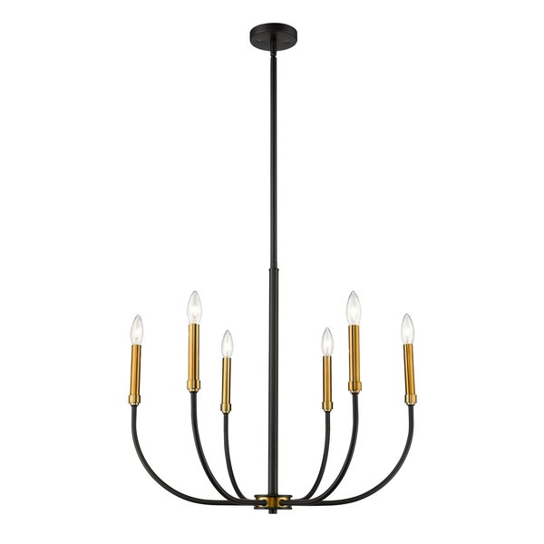 Z-Lite Haylie 6 Light Chandelier, Matte Black & Olde Brass 479-6MB-OBR